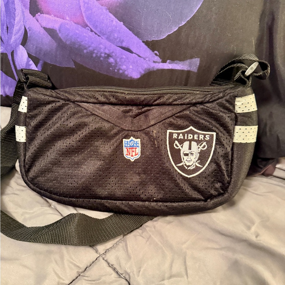 NFL Raiders Black and White Messenger Bag
